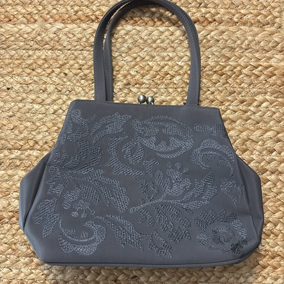 Frankie &Johnnie Dark Gray Womens Vintage Mini Satchel Bag features Kiss closure - Picture 1 of 13